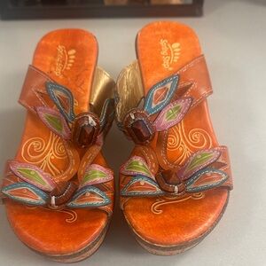 Spring Step Orange Multicolor Mules Size 6 /36
Preowned